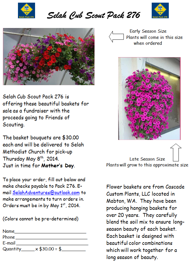 Selah Cub Scout Pack 276 Flower fundraiser