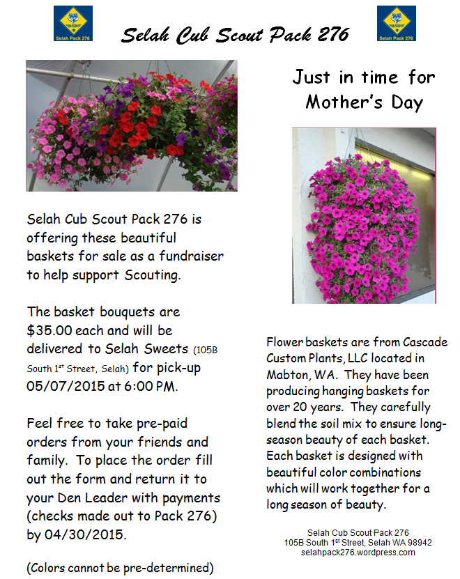 Selah Cub Scout Pack 276 Flower fundraiser
