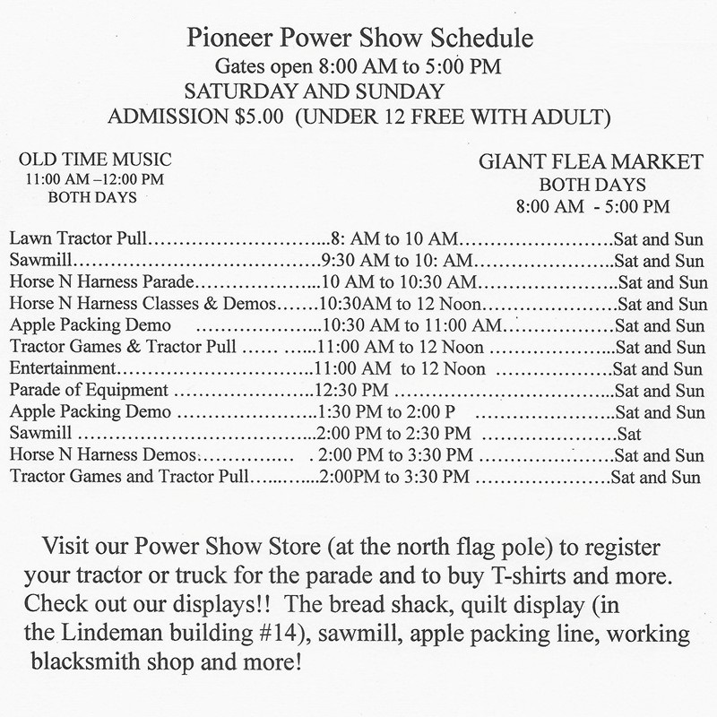 Pioneer Power Show Schedule