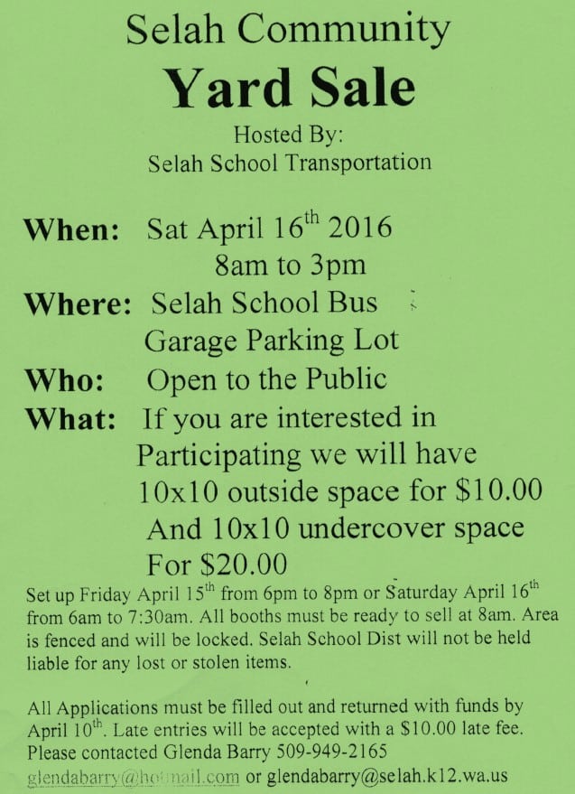 Selah School Transportation Yard Sale
