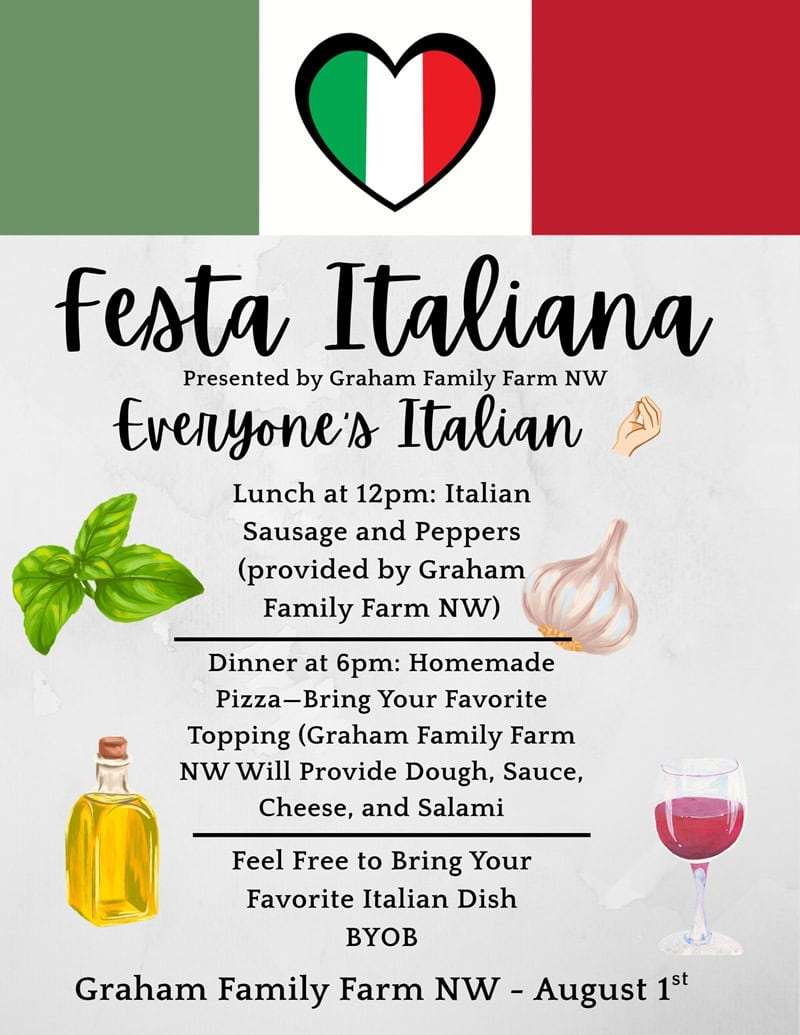 UPCOMING > Graham Family Farm NW: 2027 Festa Italiana 1 Festa Italiana
